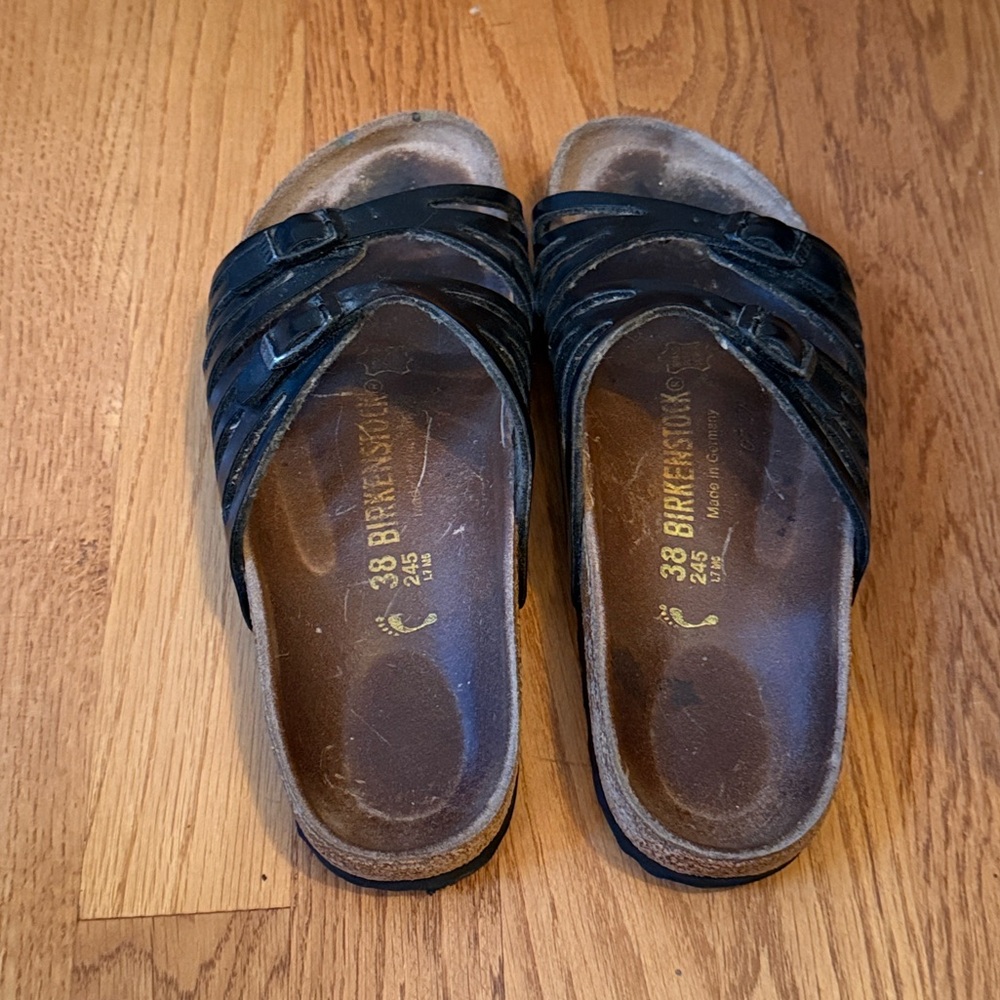 Birkenstock Granada Leather Sandals Black Unisex EU 38 Ladies 7 Men’s 5 Narrow - Picture 5 of 15